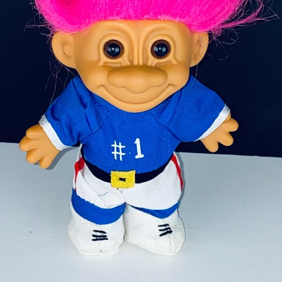 Russ Troll Doll #1 Sports Player Guy Jersey Uniform Pink Hair Pretend Play Toy - Picture 2 of 6